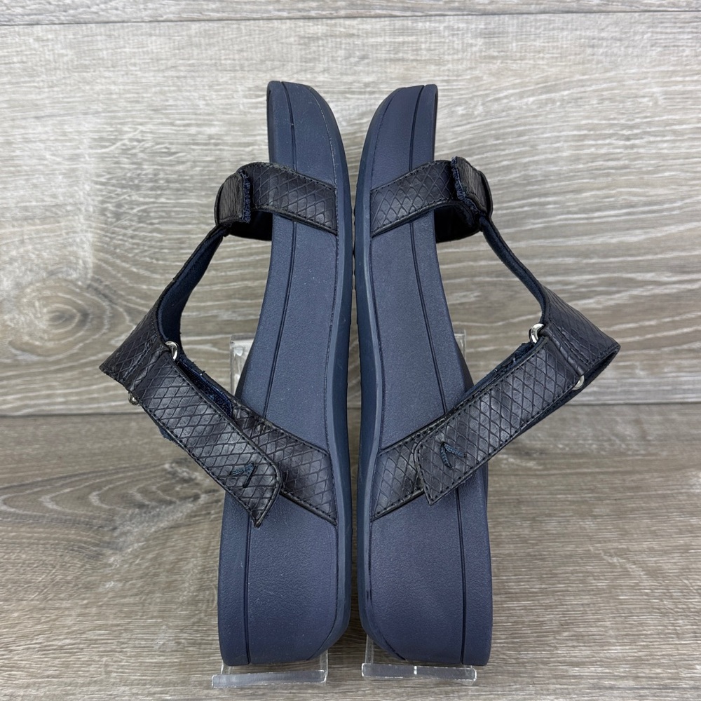 Vionic Ellie Navy Blue Snakeskin Women’s Sz 7 Hook & Loop Platform Sandals - Picture 10 of 10